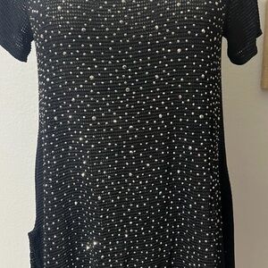 Vocal Black Knit Top with Silver Accent size M